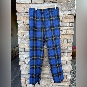 NEW SLANJ Scotland Trews Tartan Blue Black Wool Trousers Men’s W34 L35